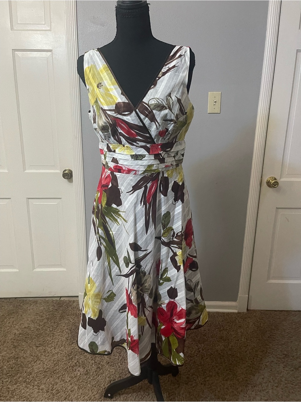 Floral v-neck swing dress
